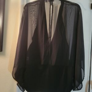 Elegant Black Sheer Women's Top